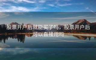股票开户后就能买了吗，股票开户后可以直接用吗