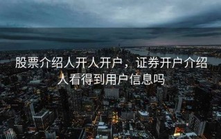 股票介绍人开人开户，证券开户介绍人看得到用户信息吗
