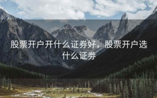 股票开户开什么证券好，股票开户选什么证劵