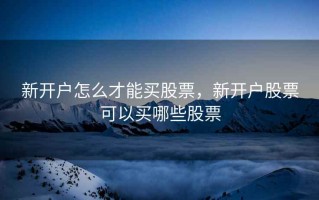 新开户怎么才能买股票，新开户股票可以买哪些股票