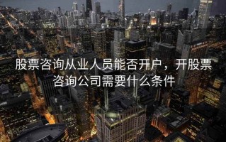 股票咨询从业人员能否开户，开股票咨询公司需要什么条件