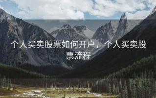 个人买卖股票如何开户，个人买卖股票流程