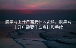 股票网上开户需要什么资料，股票网上开户需要什么资料和手续