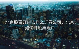 北京股票开户去什么证券公司，北京如何开股票账户