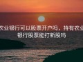农业银行可以股票开户吗，持有农业银行股票能打新股吗