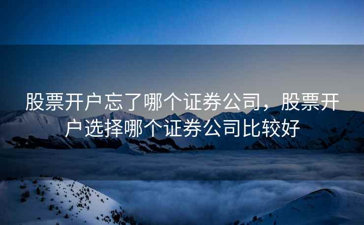 股票开户忘了哪个证券公司，股票开户选择哪个证券公司比较好