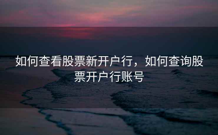 如何查看股票新开户行，如何查询股票开户行账号