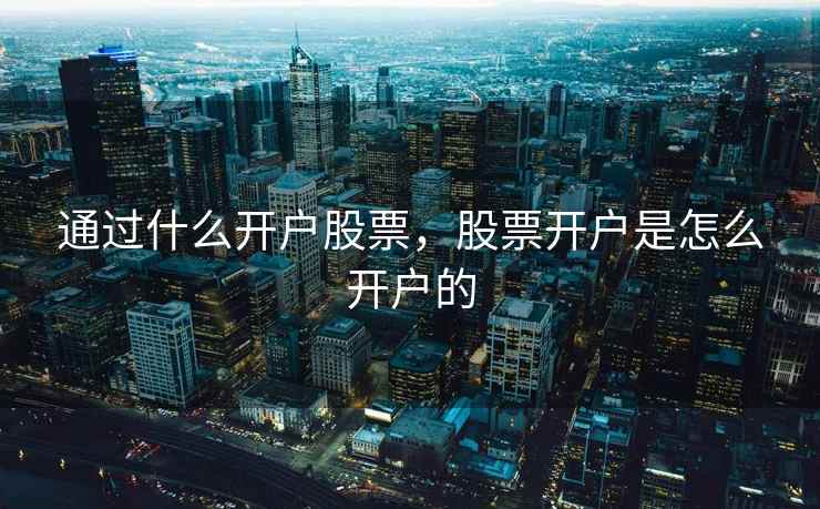 通过什么开户股票，股票开户是怎么开户的