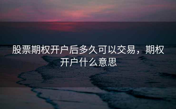 股票期权开户后多久可以交易，期权开户什么意思