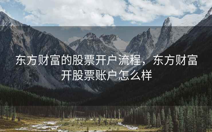 东方财富的股票开户流程，东方财富开股票账户怎么样