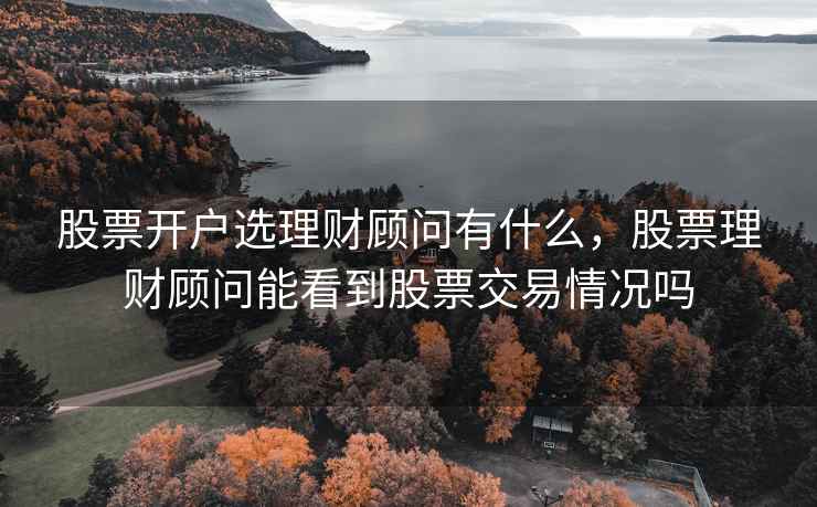 股票开户选理财顾问有什么，股票理财顾问能看到股票交易情况吗