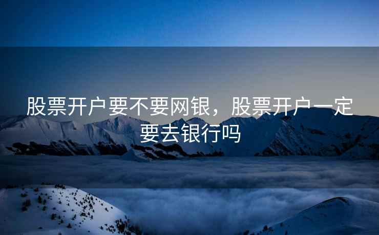 股票开户要不要网银，股票开户一定要去银行吗