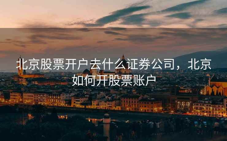 北京股票开户去什么证券公司，北京如何开股票账户