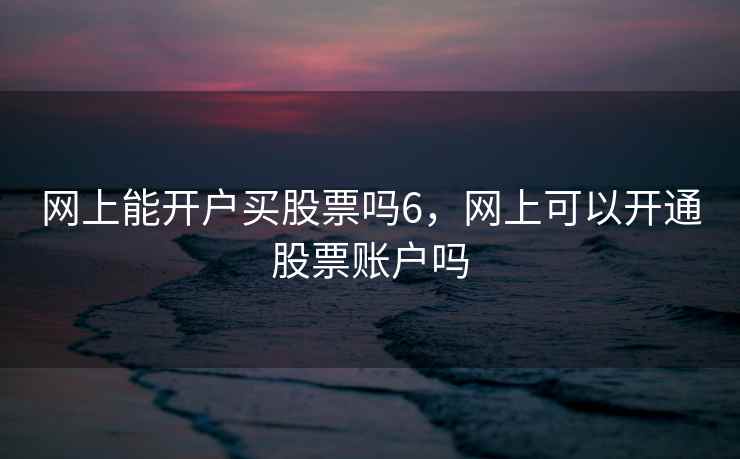 网上能开户买股票吗6，网上可以开通股票账户吗